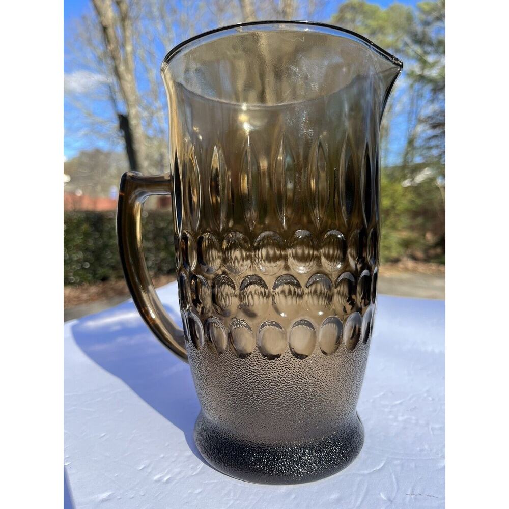Vintage Anchor Hockings? Refreshment 5 Piece Set Smoky Dark Brown Rare - Picture 3 of 11